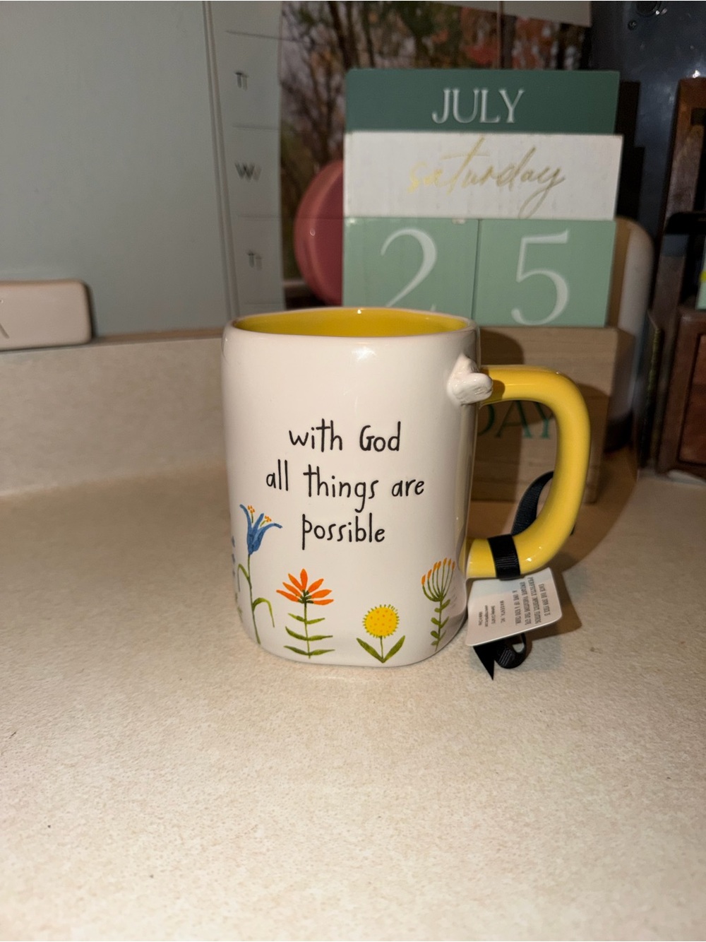 Rae Dunn with God all things are possible mug